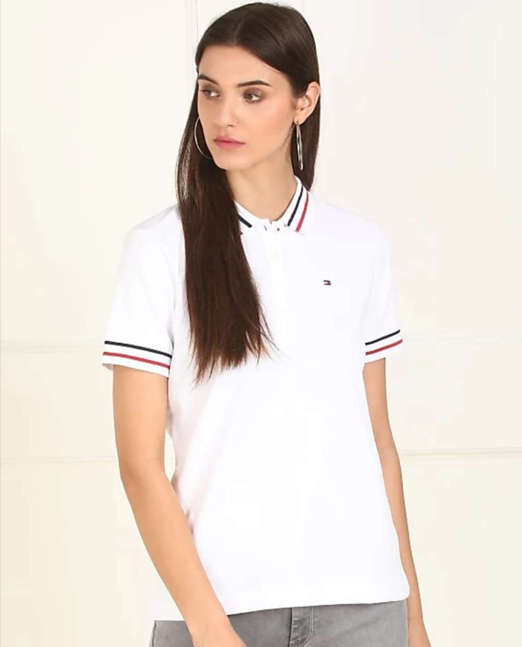 Elevate Women Polo Neck White T-Shirt