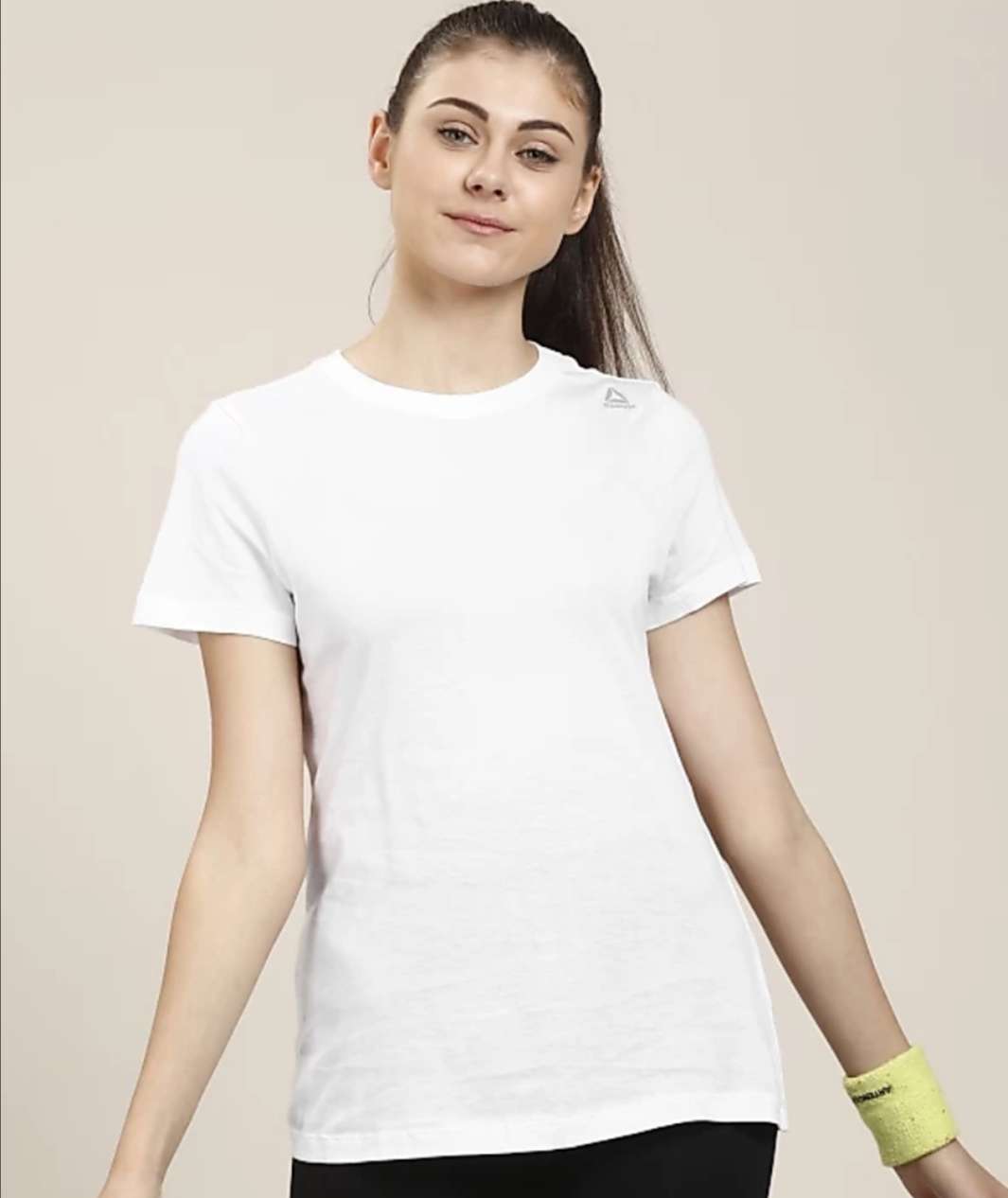 Elevate Women Round Neck White T-Shirt